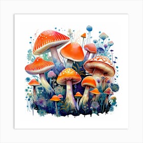 Mushrooms And Flowers 43 Art Print