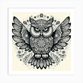 Illustration lace owl 2 Art Print