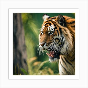 Tiger Roaring Art Print