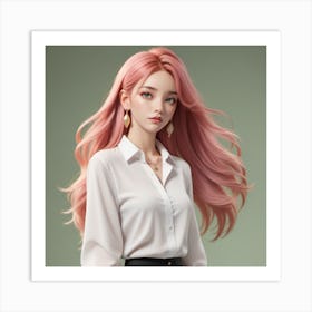 Pink Haired Girl 1 Art Print