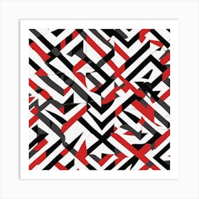 Abstract Red And Black Pattern Art Print