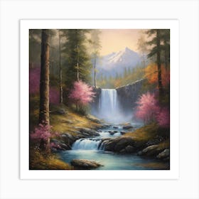 Waterfall In Spring Art Print