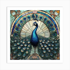 Peacock Stained Glass 5 Art Print