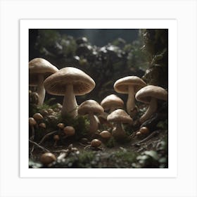 Mushrooms In The Forest 20 Art Print