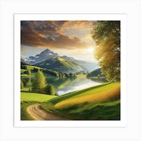 Sunset In The Mountains 98 Art Print