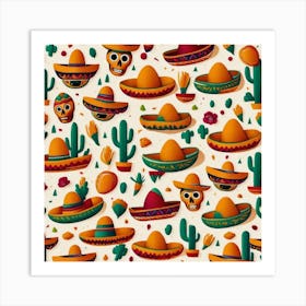 Mexican Sombrero Pattern Art Print