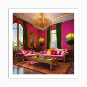 Futuristic Beautiful Italian Villa Interior Sittin Art Print