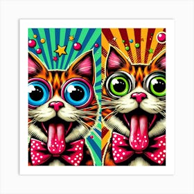 Two Cats With Glasses Art Print