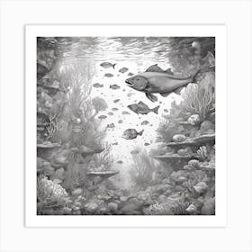 Fishes In The Sea By Person Art Print