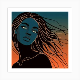 Woman With Long Hair Art Print