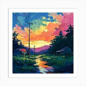 Sunset In The Smoky Sky Art Print