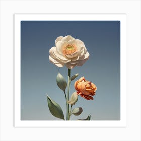 Two Flowers Against A Blue Sky Art Print