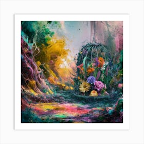 A stunning oil painting of a vibrant and abstract watercolor 5 Art Print