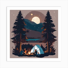 Shoreside Solitude Embracing the Nomadic Night/Travellers Art Print