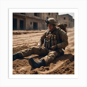 Soldier In The Sand Art Print