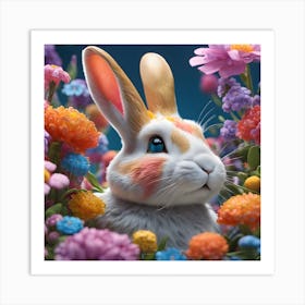 Bunny In Flowers Art Print