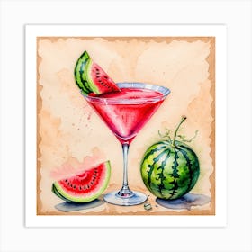 Watermelon Martini Splash Art Print
