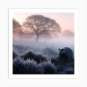 Badger In The Mist Art Print