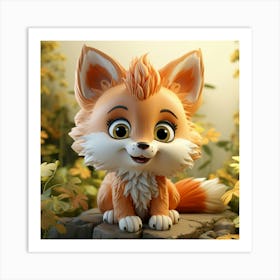 Fluffy Fox Art Print