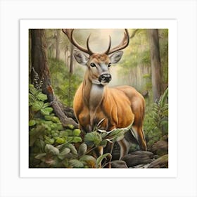 Deer In The Woods Art Print