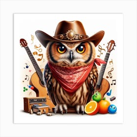 Cowboy Owl 4 Art Print