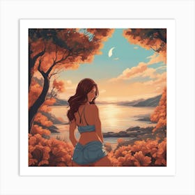 Happy Young Woman Enjoying solo trip Art Print