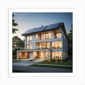 House With Solar Panels Art Print