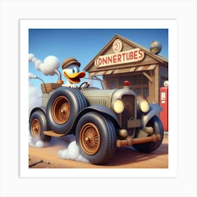 Donald Duck In A Car 5 Art Print