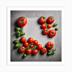 Tomatoes And Basil Art Print