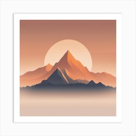 Misty mountains background in orange tone 84 Art Print