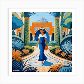 Jardin Majorelle Morocco Modern Blue Illustration 5 Art Print 60744 Art Print