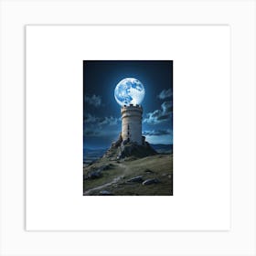 Full Moon Over The Castle Art Print