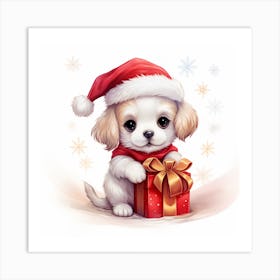 Santa Puppy 1 Art Print