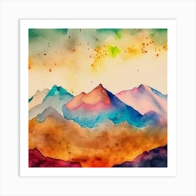 Watercolor Mountains Art Print