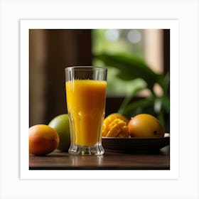 Glass Of Mango Juice Art Print