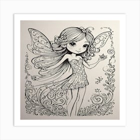 Fairy Coloring Page Art Print