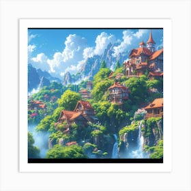 Village In The Mountains Art Print