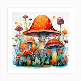 Colorful Mushrooms Art Print