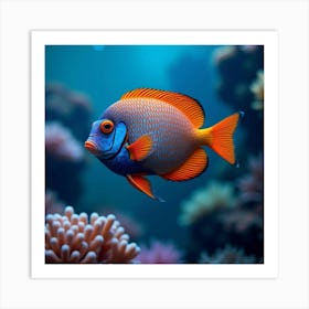 Vibrant Mandarin Fish Swimming In A Coral Reef 2 Art Print