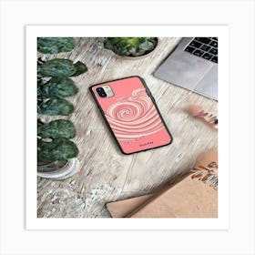 Wavy Land 4 Red And Pink Phone Art Print