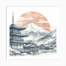 Fuji, watercolour Art Print