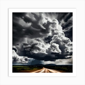 Storm Clouds Over A Dirt Road Art Print