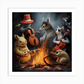 Night At The Campfire Art Print