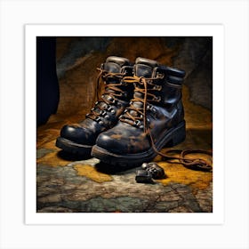 Boots On A Map Art Print