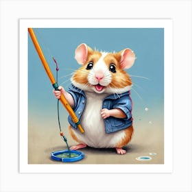 Hamster Fishing 20 Art Print