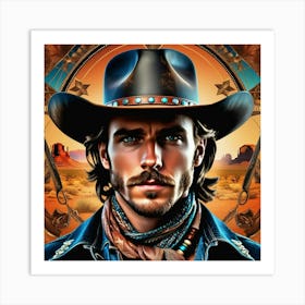 Cowboy In Hat 10 Art Print