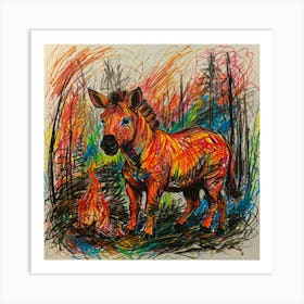 Donkey In The Forest Art Print