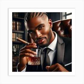 Portrait Of A Man With A Cigar-2 Art Print