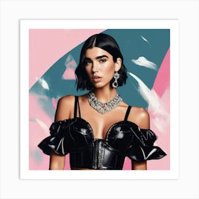 dua lipa colourful art print portrait 2 Art Print