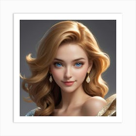 Beautiful Woman With Blue Eyes Art Print